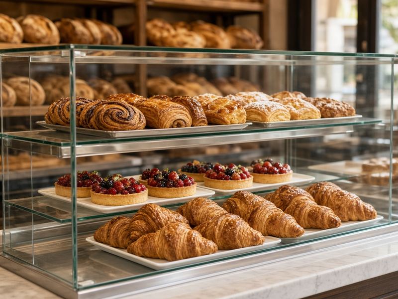 Pastry case at Abbalaedil Bakery